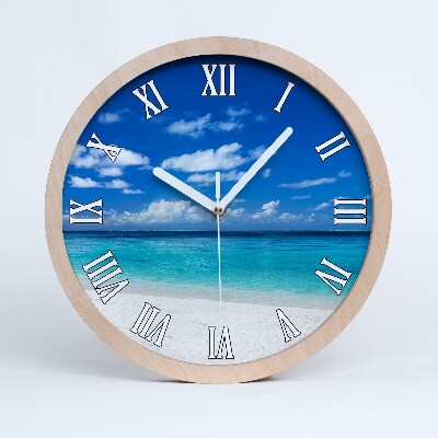 Horloge ronde en bois Plage tropicale