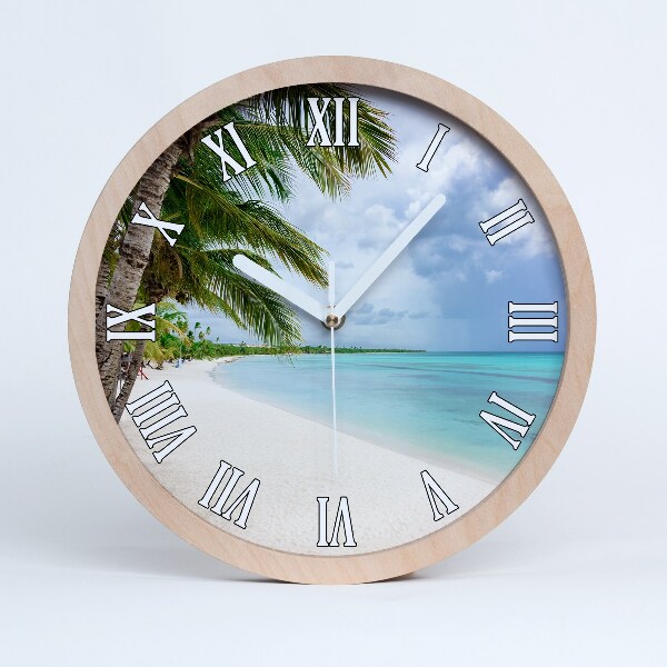 Horloge murale bois Plage tropicale