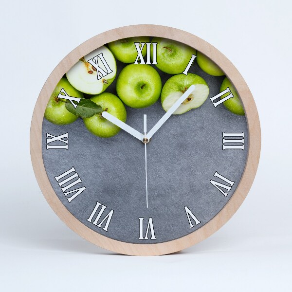 Horloge en bois Pommes vertes