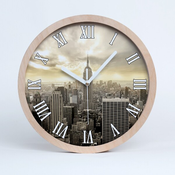 Horloge murale en bois Manhattan new york