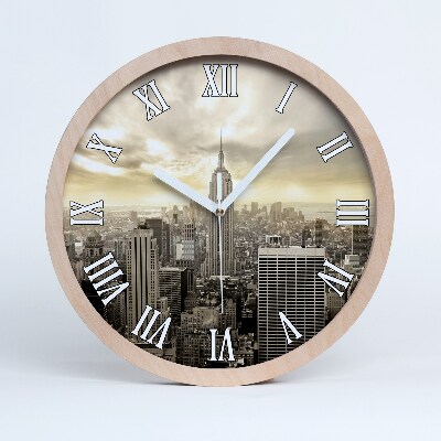 Horloge murale en bois Manhattan new york