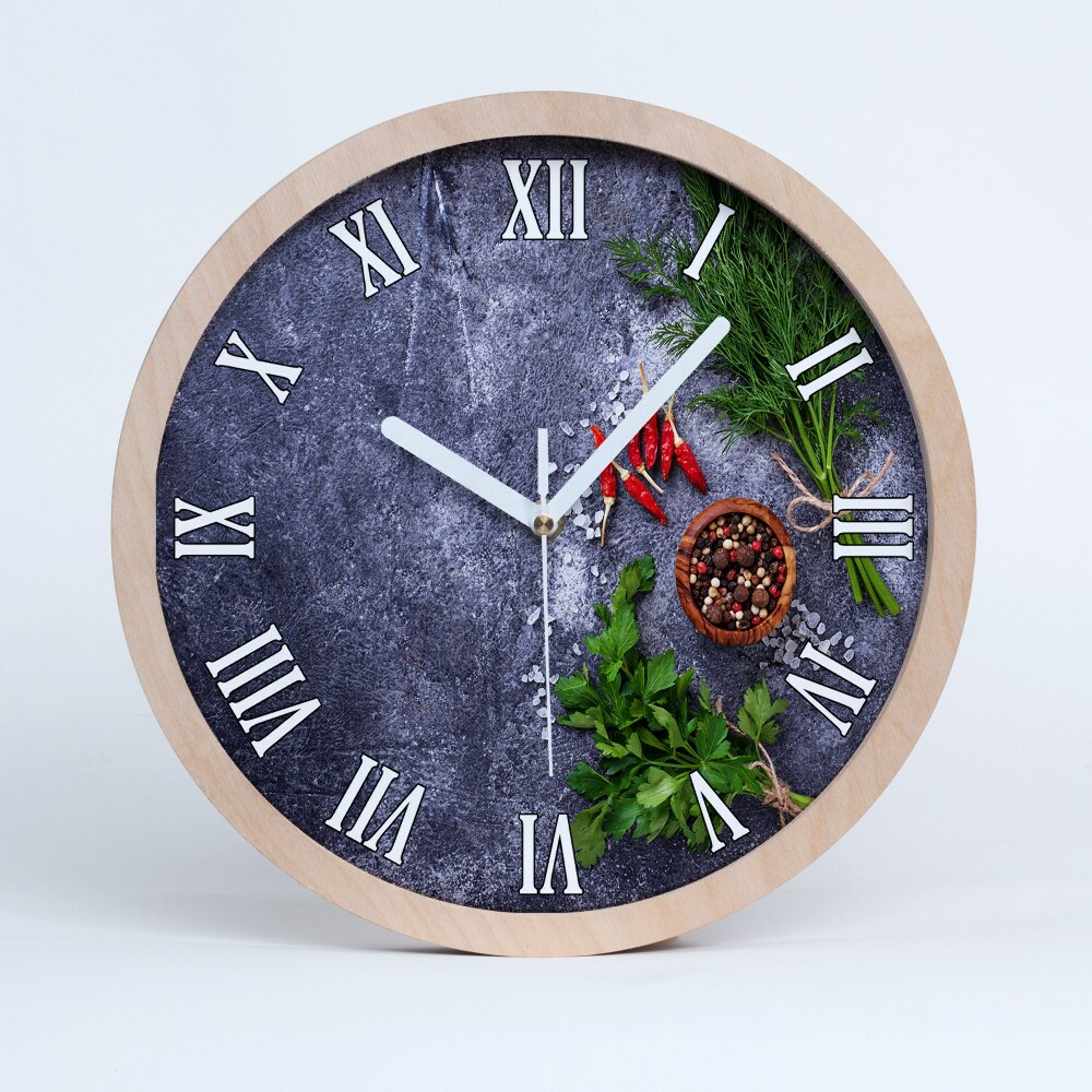 Horloge bois originale Herbes et épices