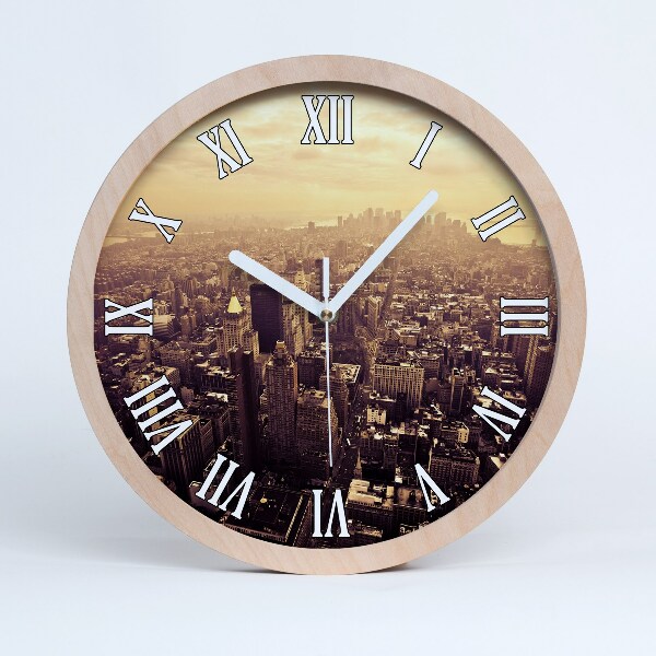 Horloge en bois murale Manhattan new york