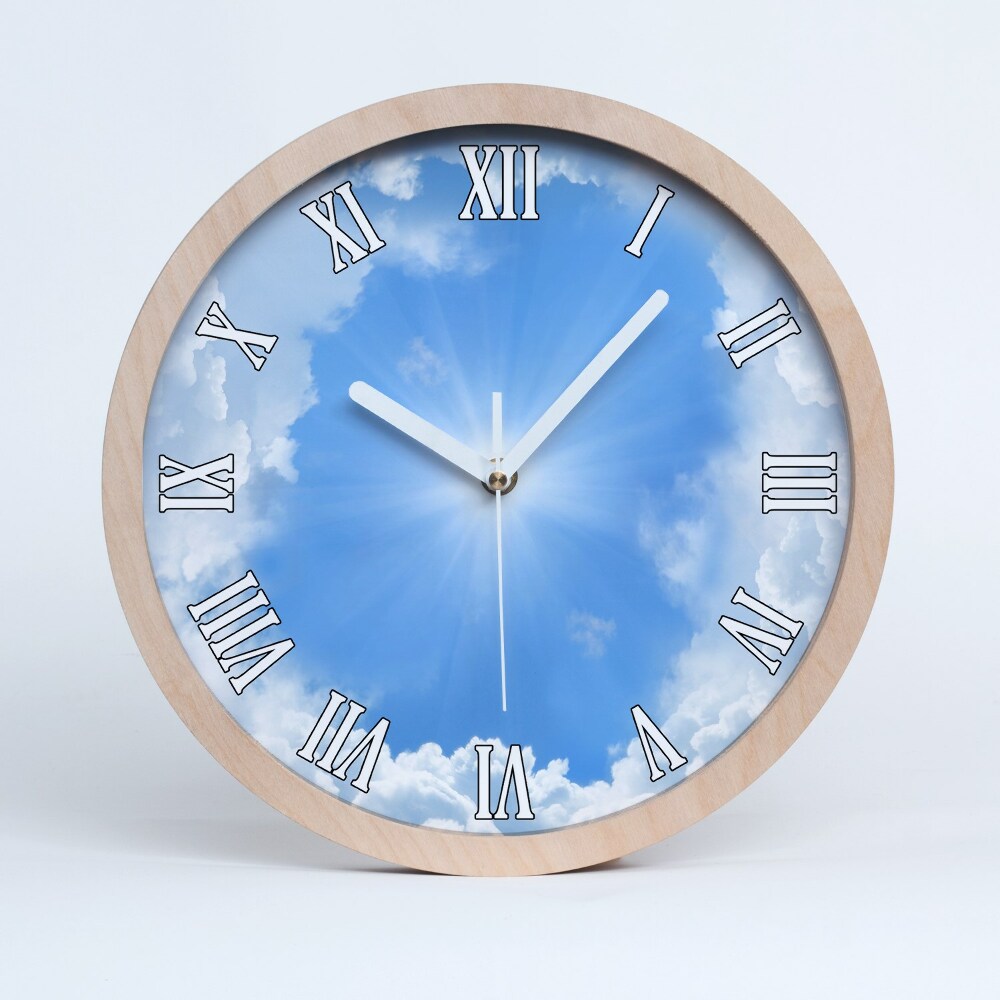 Horloge ronde en bois Nuages dans le ciel