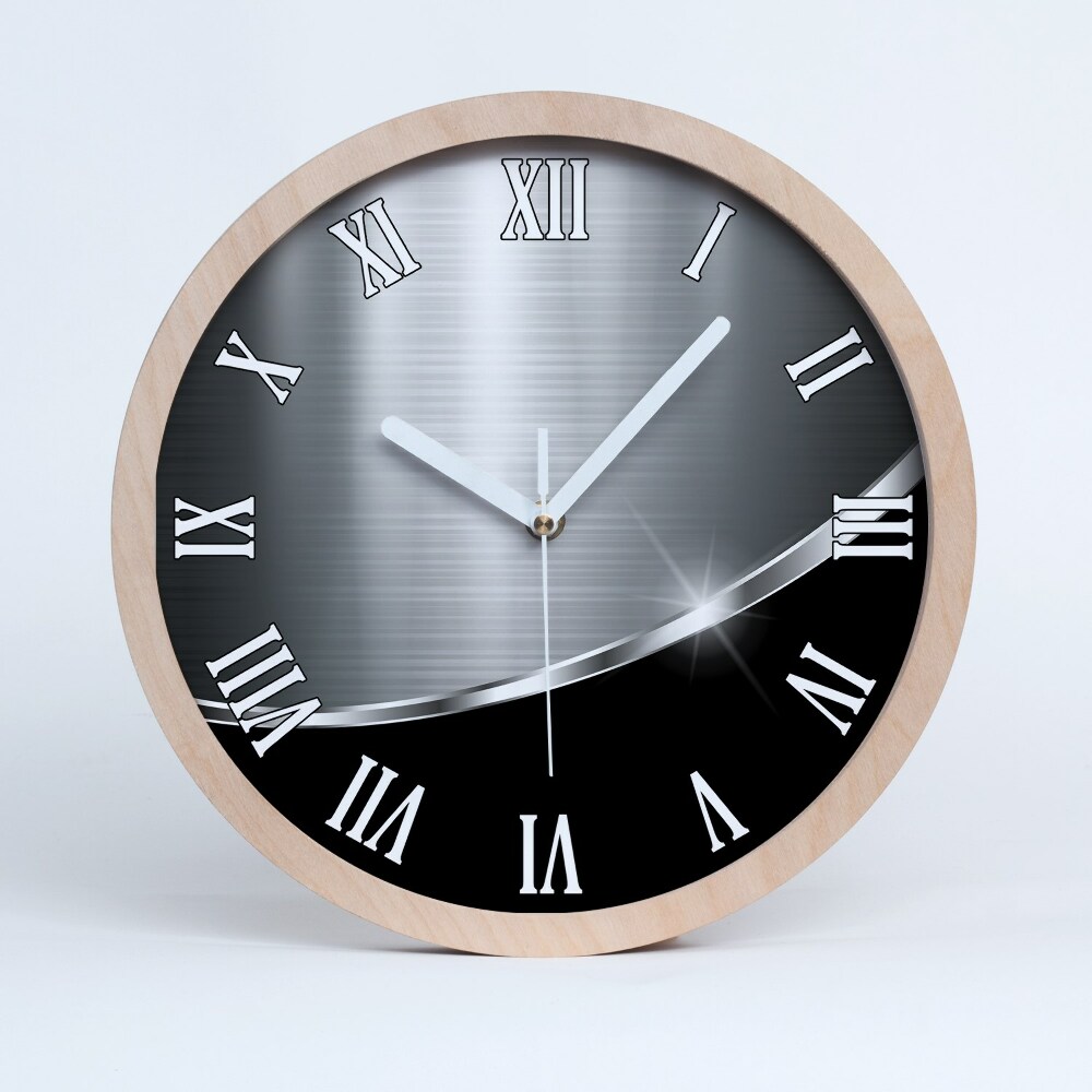 Horloge bois Abstraction métallique