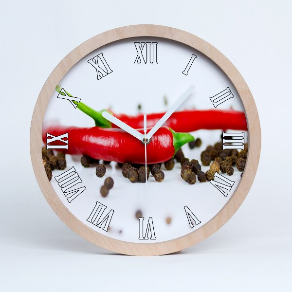 Horloge murale bois Piment et poivre