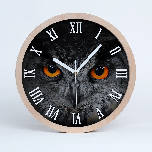 Horloge en bois Yeux de hibou diabolique