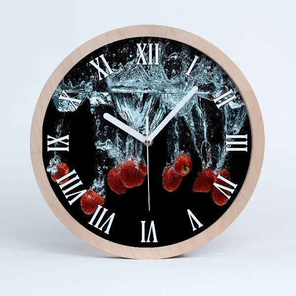 Horloge murale bois design Fraises sous l'eau