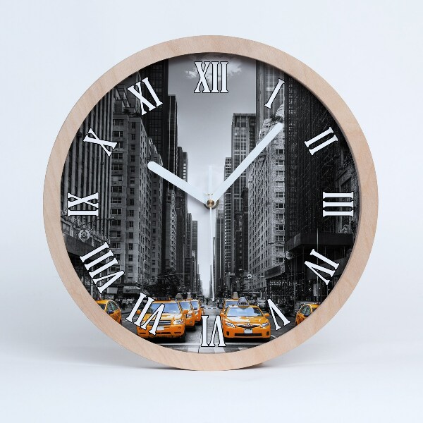 Horloge en bois murale Taxis new york