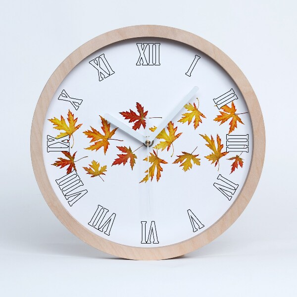 Horloge murale décorative bois Feuilles d'automne