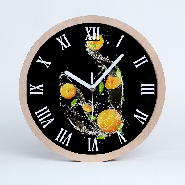 Horloge murale en bois Abricots et eau