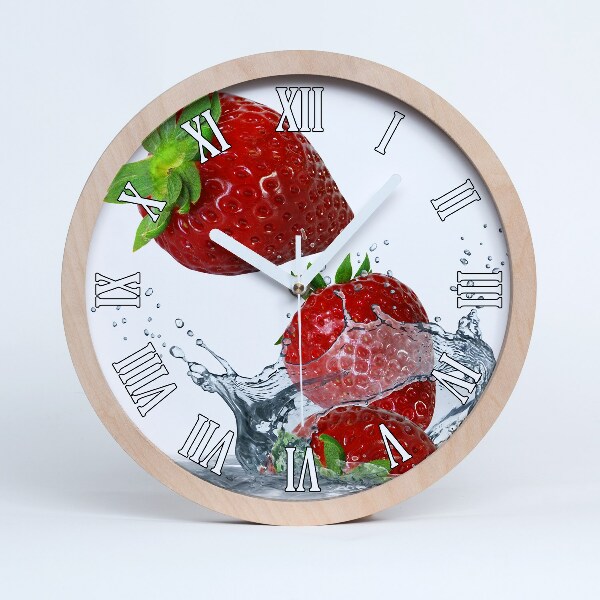 Horloge murale bois Fraises et eau