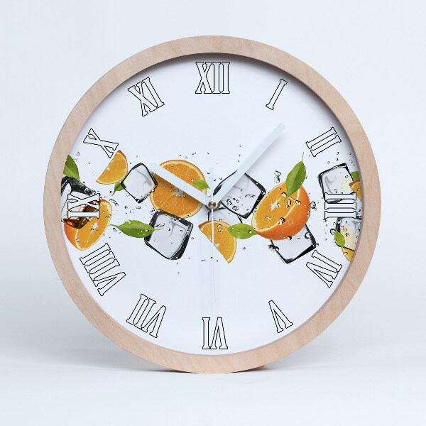 Horloge murale en bois Oranges avec glace