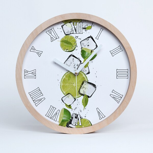 Horloge en bois murale Citron vert avec de la glace