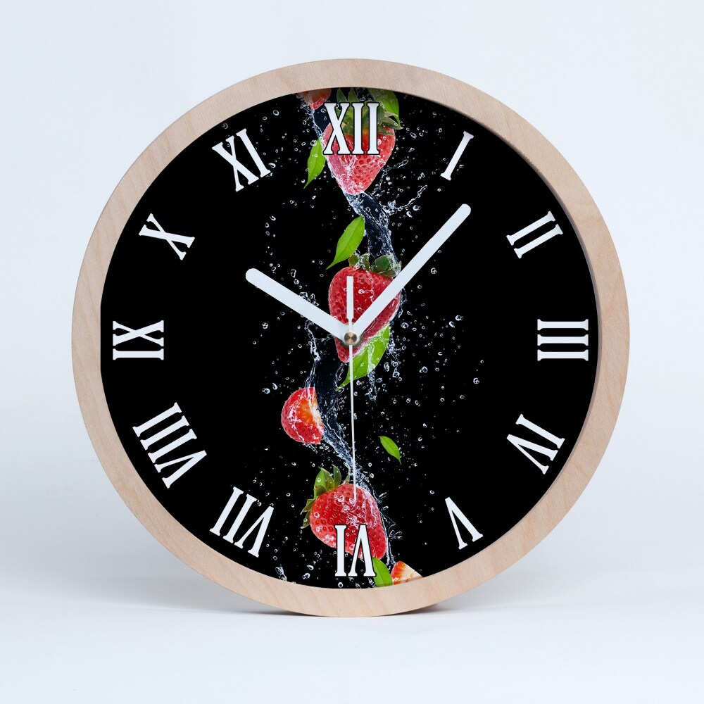 Horloge bois Fraises et eau