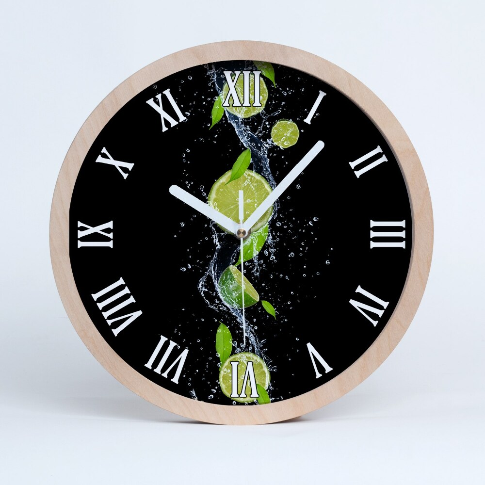 Horloge en bois Citrons verts et eau