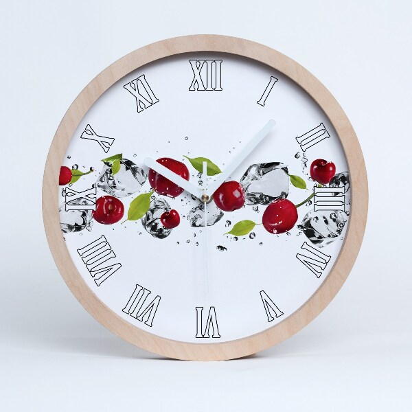 Horloge en bois Cerises et eau