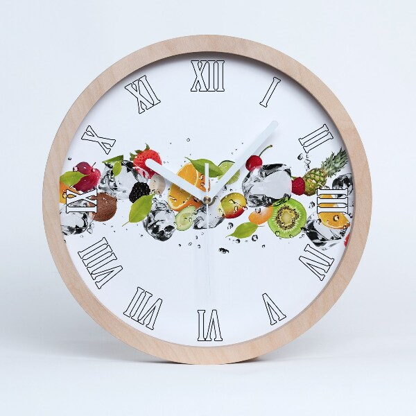 Horloge murale bois design Fruits et eau