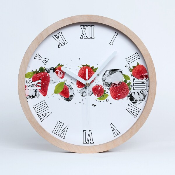 Horloge murale en bois Fraises et eau