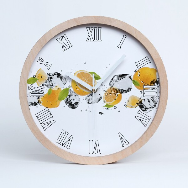 Horloge en bois murale Citron et eau