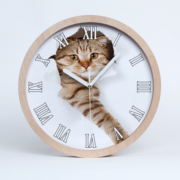 Horloge bois Chat