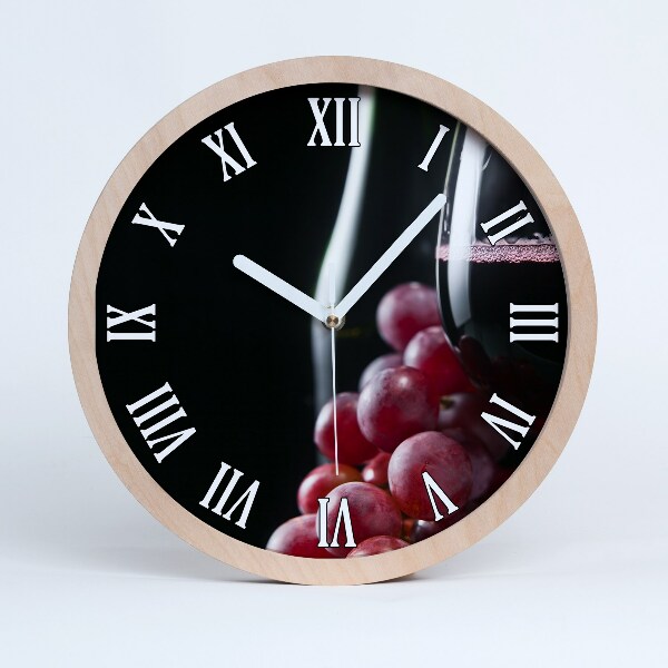 Horloge murale bois design Raisins et vin