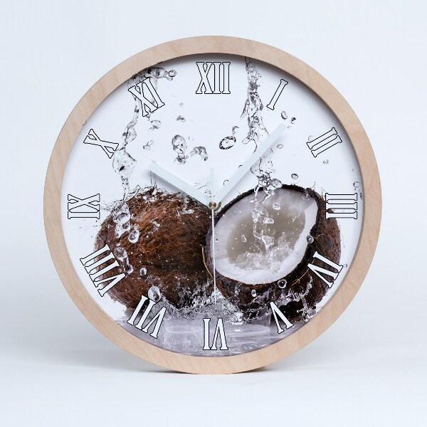 Horloge en bois murale Noix de coco et eau