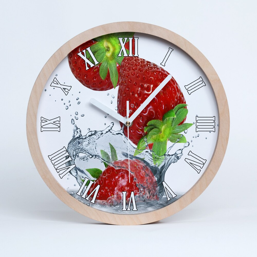 Horloge bois originale Fraises et eau