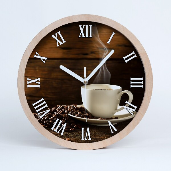 Horloge murale bois Tasse de café