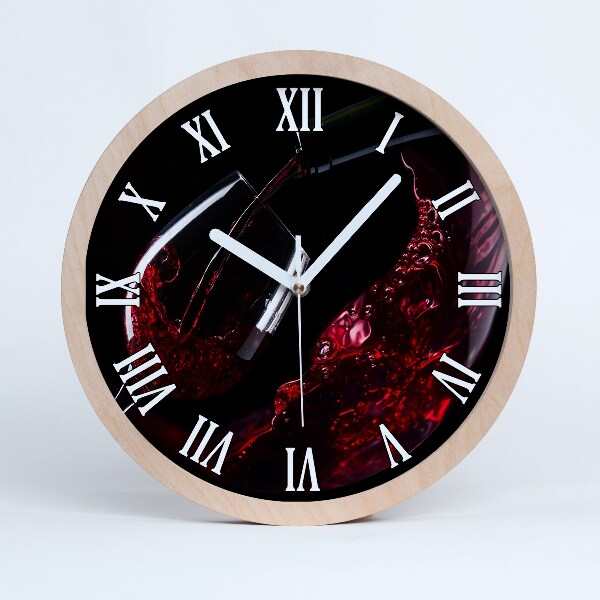 Horloge murale bois design Vin rouge