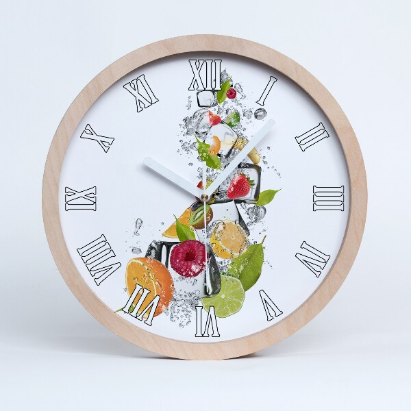 Horloge en bois murale Fruits avec glace