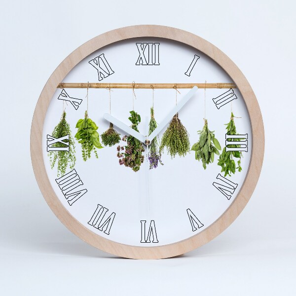 Horloge en bois Herbes sur une ficelle