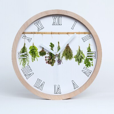 Horloge en bois Herbes sur une ficelle