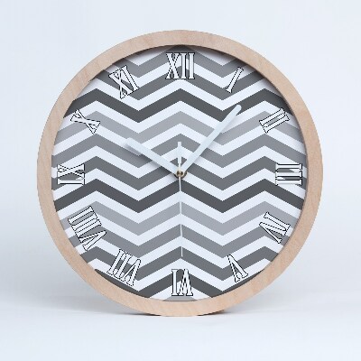 Horloge murale décorative bois Zigzags gris