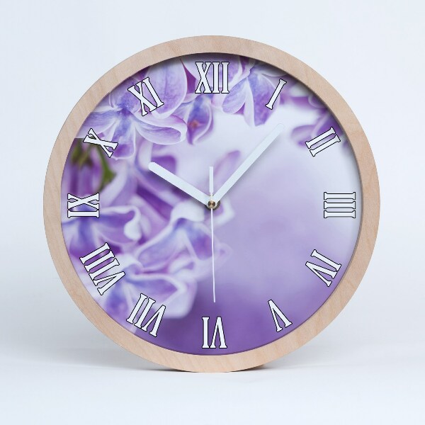 Horloge murale en bois Fleurs de lilas