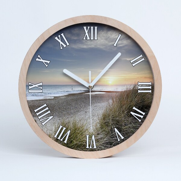 Horloge en bois à décorer Coucher de soleil et dunes