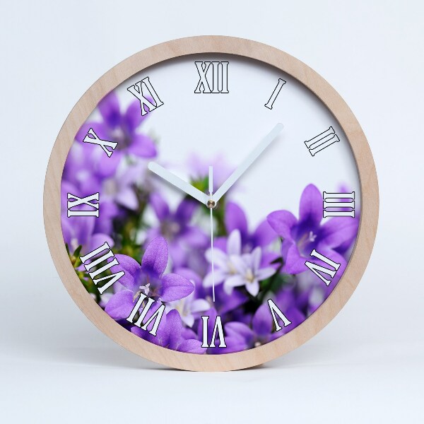 Horloge murale bois Cloches violettes