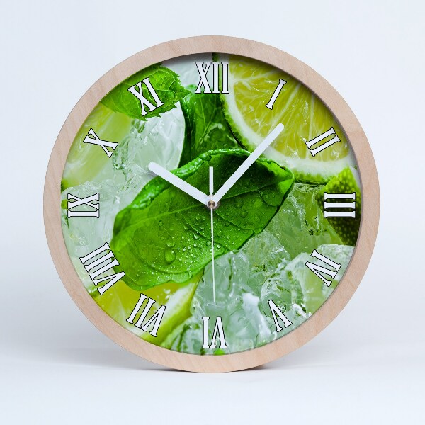 Horloge murale bois Citron vert avec glace