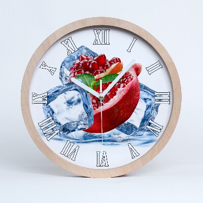 Horloge murale bois Grenade avec glace
