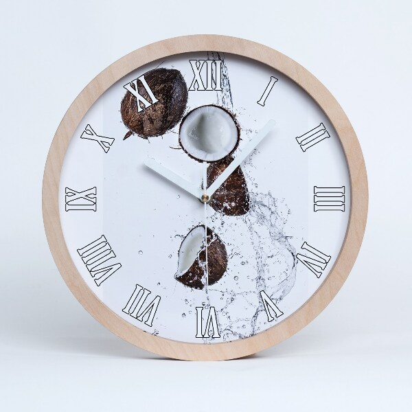 Horloge murale bois design Noix de coco et eau