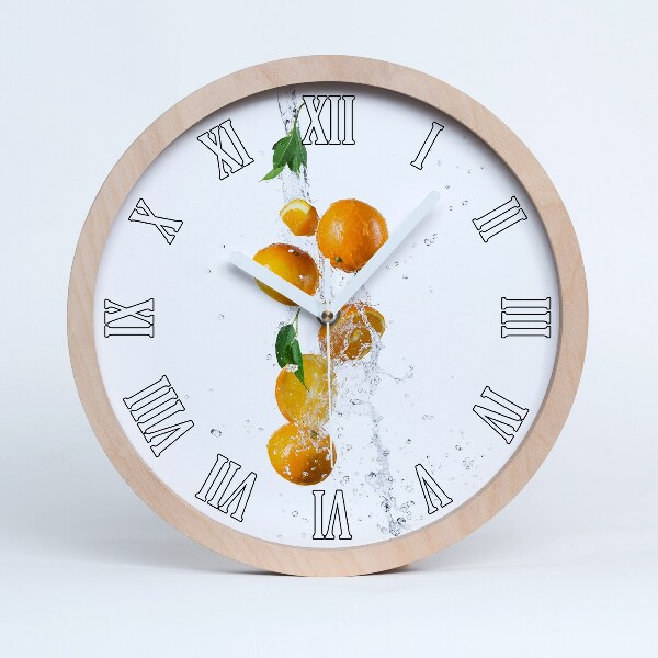 Horloge en bois murale Oranges et eau