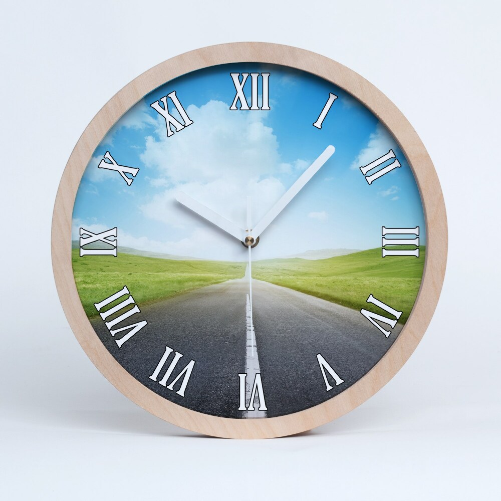 Horloge bois Chemin dans une prairie