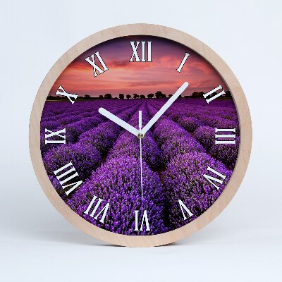 Horloge bois Champ de lavande