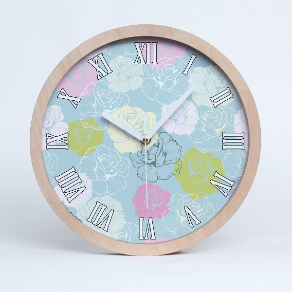 Horloge murale bois Roses