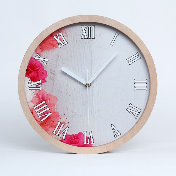 Horloge murale en bois Fleurs