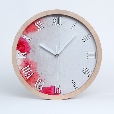 Horloge murale en bois Fleurs