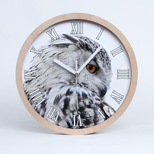 Horloge bois originale Hibou blanc