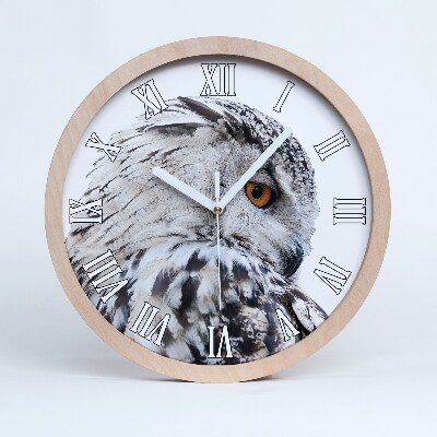 Horloge bois originale Hibou blanc