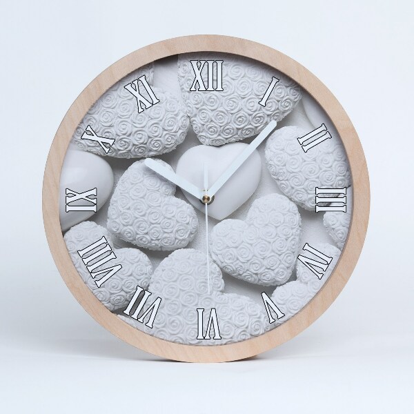 Horloge murale décorative bois Fond blanc en forme de cœur