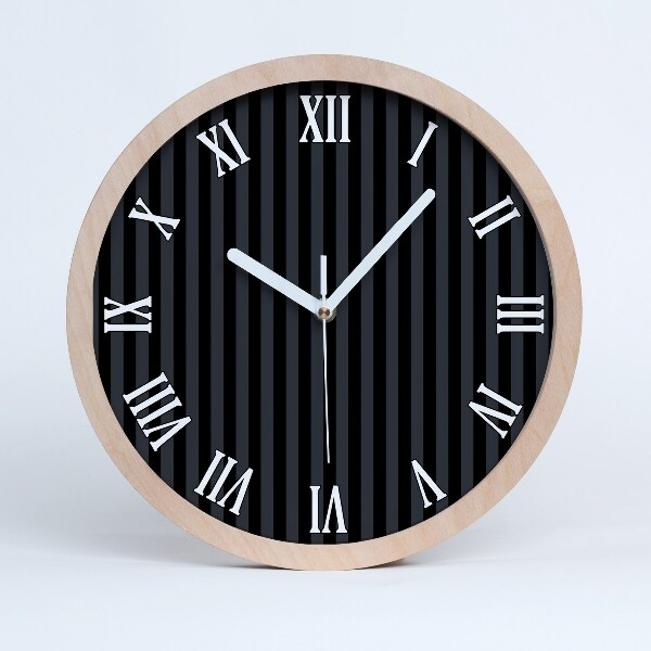 Horloge bois Rayures noires et grises